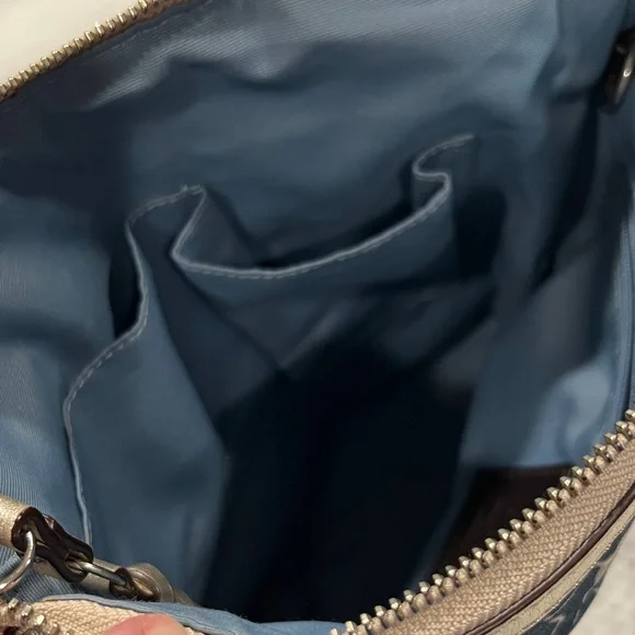Coach Patchwork Shoulder Bag - Navy and Silver
